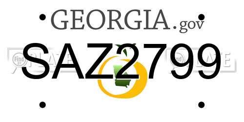 SAZ2799 Georgia License Plate