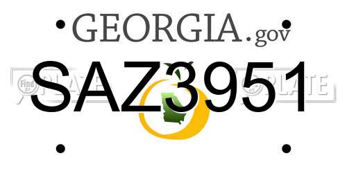 SAZ3951 Georgia License Plate