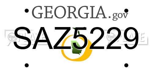 SAZ5229 Georgia License Plate