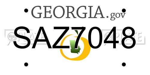 SAZ7048 Georgia License Plate