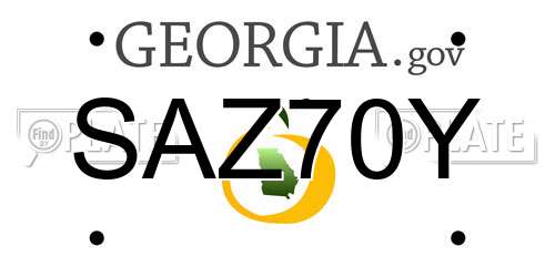 SAZ70Y Georgia License Plate