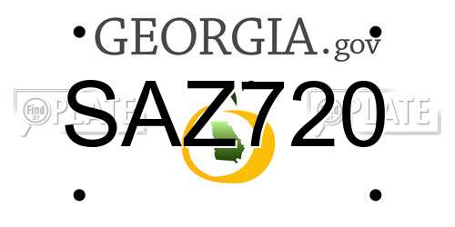 SAZ720 Georgia License Plate