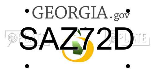 SAZ72D Georgia License Plate