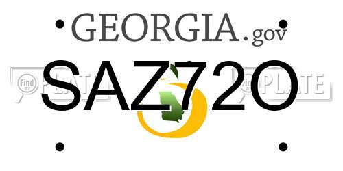 SAZ72O Georgia License Plate