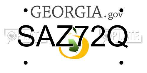 SAZ72Q Georgia License Plate