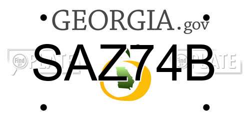 SAZ74B Georgia License Plate