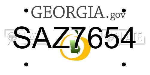 SAZ7654 Georgia License Plate
