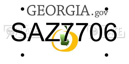 SAZ7706 Georgia License Plate