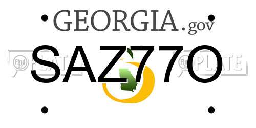 SAZ77O Georgia License Plate