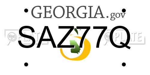SAZ77Q Georgia License Plate