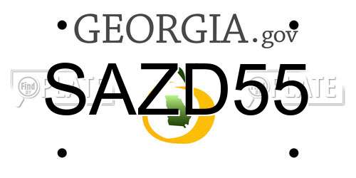 SAZD55 Georgia License Plate