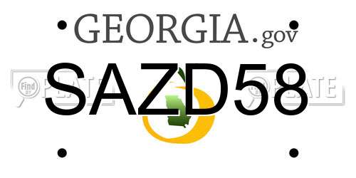 SAZD58 Georgia License Plate