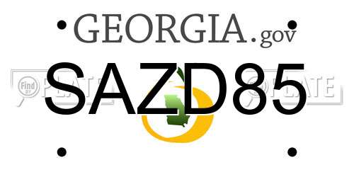 SAZD85 Georgia License Plate