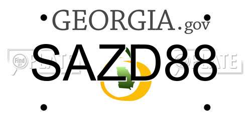 SAZD88 Georgia License Plate