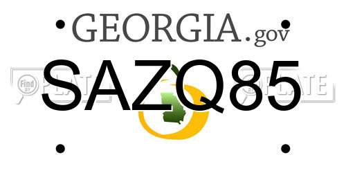 SAZQ85 Georgia License Plate