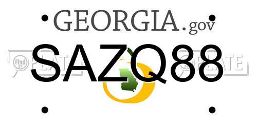 SAZQ88 Georgia License Plate