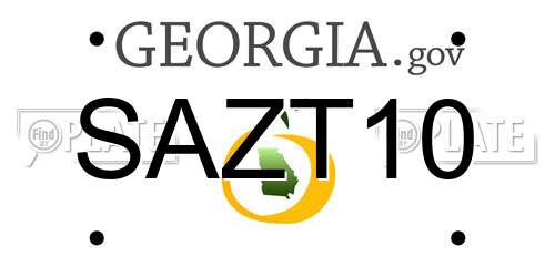 SAZT10 Georgia License Plate