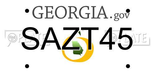 SAZT45 Georgia License Plate