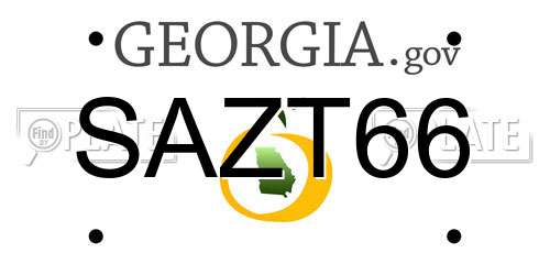 SAZT66 Georgia License Plate