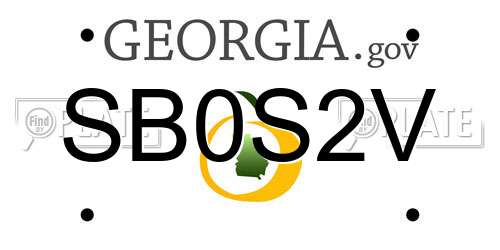 SB0S2V Georgia License Plate