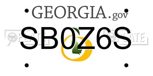 SB0Z6S Georgia License Plate
