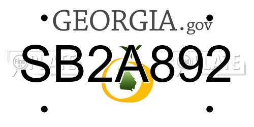 SB2A892 Georgia License Plate