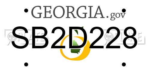 SB2D228 Georgia License Plate