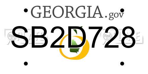 SB2D728 Georgia License Plate