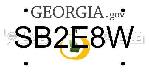 SB2E8W Georgia License Plate