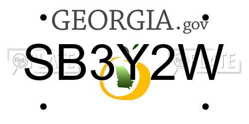 SB3Y2W Georgia License Plate
