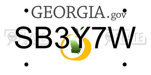 SB3Y7W Georgia License Plate