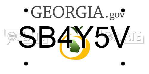 SB4Y5V Georgia License Plate
