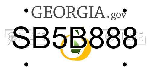 SB5B888 Georgia License Plate