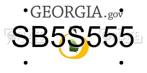 SB5S555 Georgia License Plate