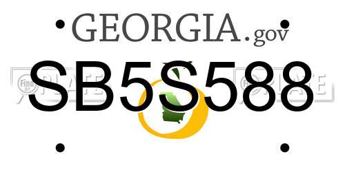 SB5S588 Georgia License Plate