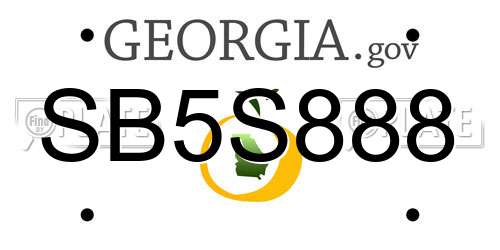 SB5S888 Georgia License Plate