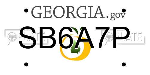 SB6A7P Georgia License Plate