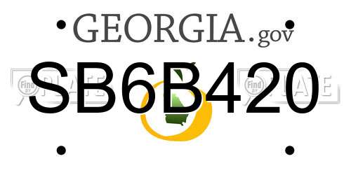 SB6B420 Georgia License Plate