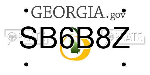 SB6B8Z Georgia License Plate
