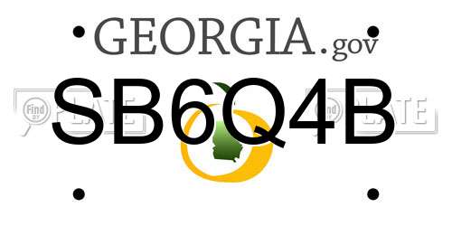 SB6Q4B Georgia License Plate