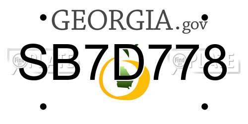 SB7D778 Georgia License Plate