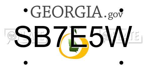SB7E5W Georgia License Plate