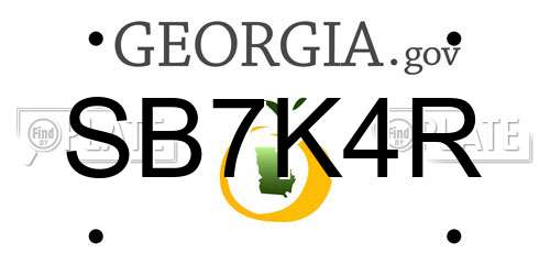 SB7K4R Georgia License Plate