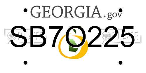 SB7O225 Georgia License Plate