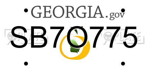 SB7O775 Georgia License Plate
