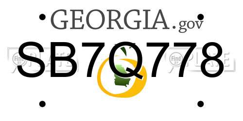 SB7Q778 Georgia License Plate