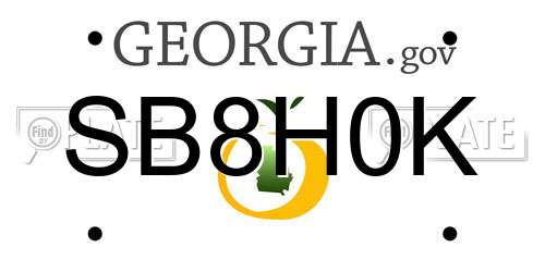 SB8H0K Georgia License Plate