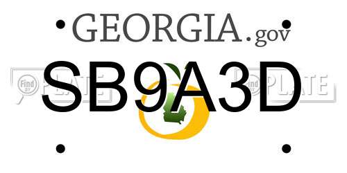 SB9A3D Georgia License Plate