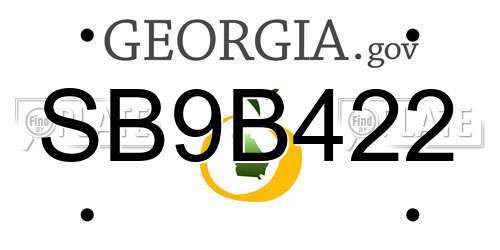 SB9B422 Georgia License Plate