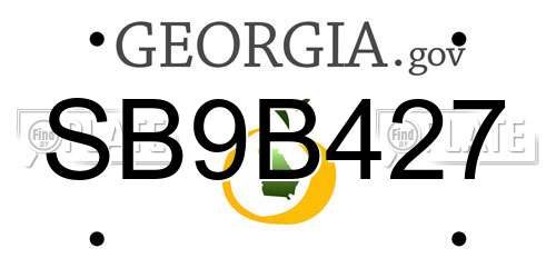 SB9B427 Georgia License Plate